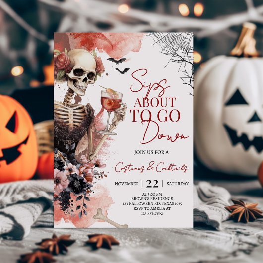 Invitation Sips sur le point de descendre Halloween Party Inv