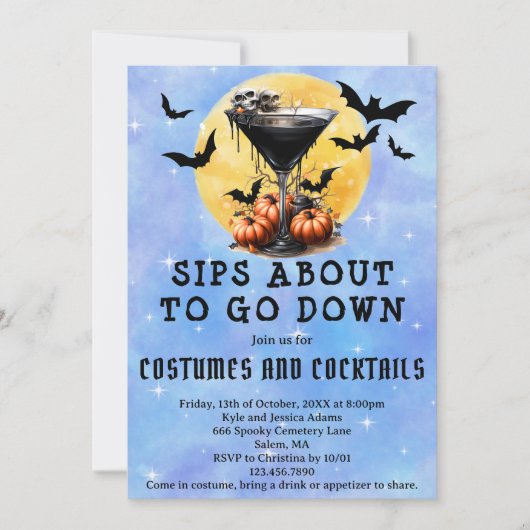Invitation Sips Sur Le Point De Descendre Martini Halloween P (Devant)