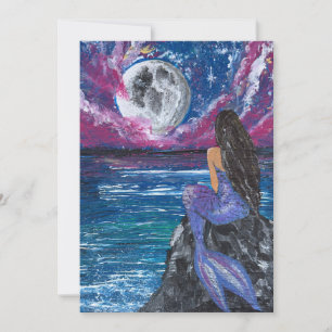 Invitation Siren sous la lune artisanat fait-main