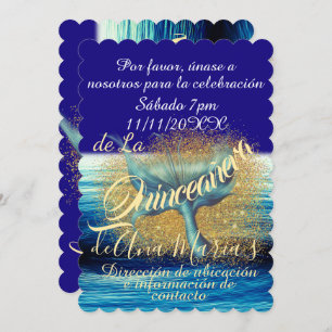 Invitation Sirena Cola Splash Sparkle Quinceañera Celebración
