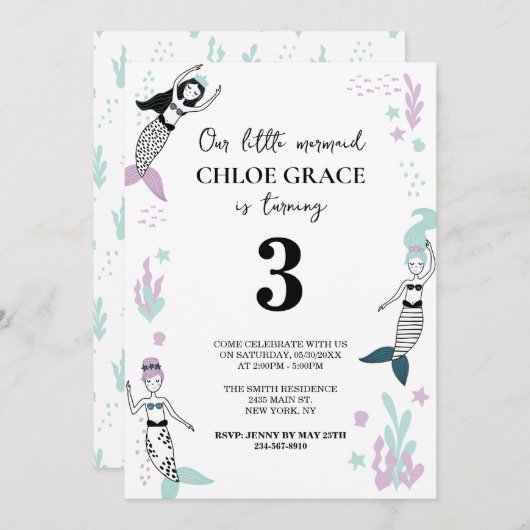 Invitation Sirène (Devant / Derrière)