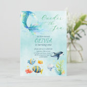 Invitation Sirène 1er Anniversaire Aquarelle Notre Petite Sir (Debout devant)