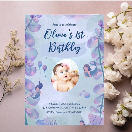 Invitation Sirène 1er Anniversaire Fête ONE der La Sirène de 