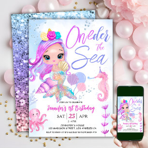 Invitation Sirène 1er anniversaire ONEder Sea Mermaid