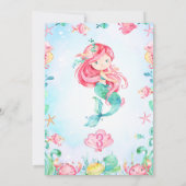 Invitation Sirène à cheveux rouges sous l'invitation d'annive (Dos)