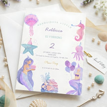 Sirène à l'aquarelle magique 2e anniversaire
