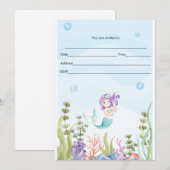 Invitation Sirène à remplir à l'aquarelle (Devant / Derrière)