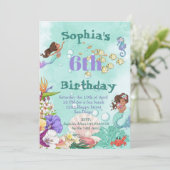 Invitation Sirène Âge Cheveux foncé Sous La Mer Anniversaire (Debout devant)