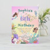 Invitation Sirène Arc-en-ciel cheveux foncés sous la mer Anni (Debout devant)