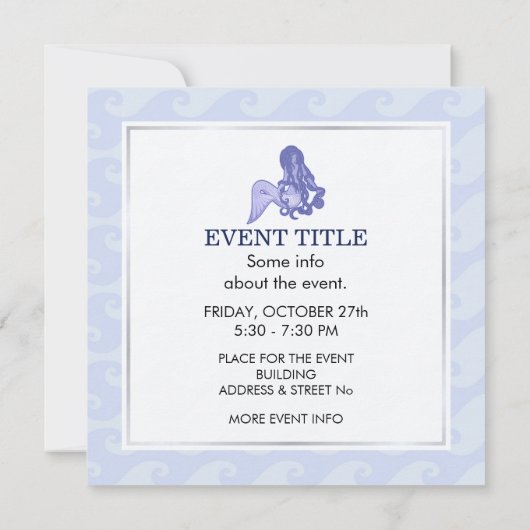 Invitation Sirène assise bleue (Dos)