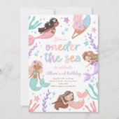 Invitation Sirène au bord de la mer 1er premier anniversaire (Devant)