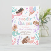 Invitation Sirène au bord de la mer 1er premier anniversaire (Debout devant)