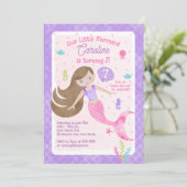 Invitation Sirène avec cheveux Brown rose pourpre rose Annive (Debout devant)