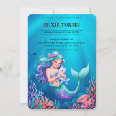 Invitation Sirène bleue sous le Baby shower marin (Devant)