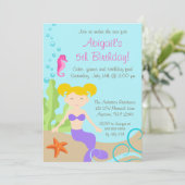 Invitation Sirène blonde pourpre sous l'anniversaire de mer (Debout devant)