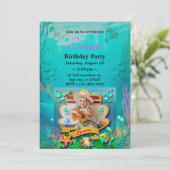 Invitation Sirène, Coquillage, Amis Animaux de Mer, Récif de (Debout devant)