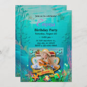 Invitation Sirène, Coquillage, Amis Animaux Marins, Récif de  (Devant / Derrière)