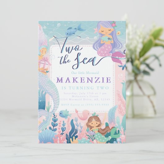 Invitation Sirène d'anniversaire 2 (Debout devant)