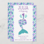 Invitation Sirène d'anniversaire Sirène Numéro 1 (Devant / Derrière)