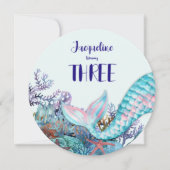 Invitation Sirène d'aquarelle d'anniversaire sous la mer (Devant)
