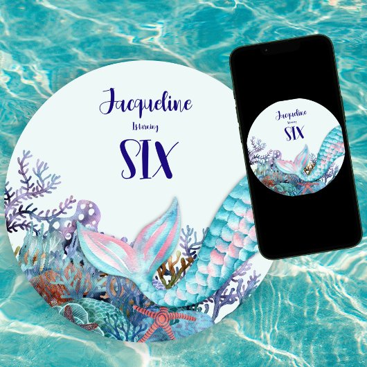 Invitation Sirène d'aquarelle d'anniversaire sous la mer