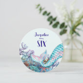 Invitation Sirène d'aquarelle d'anniversaire sous la mer (Debout devant)