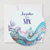 Invitation Sirène d'aquarelle d'anniversaire sous la mer (Devant)