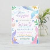 Invitation Sirène D'Aquarelle Sous La Fête D'Anniversaire De  (Debout devant)