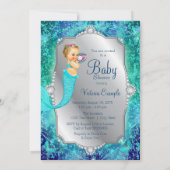 Invitation Sirène D'Argent Bleu turquoise Sous Le Baby shower (Dos)