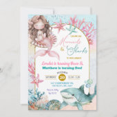 Invitation Sirène de mer rose et fille d'anniversaire conjoin (Devant)