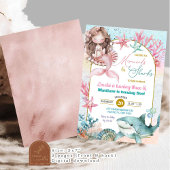 Invitation Sirène de mer rose et requin conjointe fille anniv