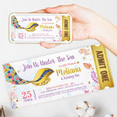 Invitation Sirène De Parties scintillant D'Or Sous Le Passe D