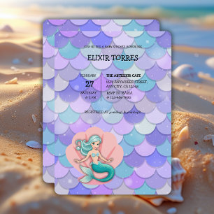 Invitation Sirène de Parties scintillant pourpre sous le Baby