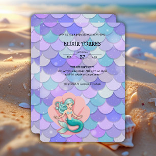 Invitation Sirène de Parties scintillant pourpre sous le Baby