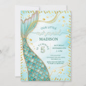 Invitation Sirène D'Or Sous La Fête D'Anniversaire De Fille D (Devant)