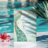 Invitation Sirène D'Or Sous La Fête D'Anniversaire De Fille D