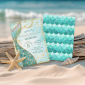 Invitation Sirène D'Or Sous La Fête D'Anniversaire De Fille D