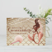 Invitation Sirène en or Rose sous la mer Quinceañera (Debout devant)
