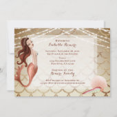 Invitation Sirène en or Rose sous la mer Quinceañera (Dos)