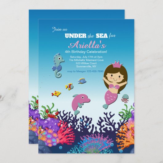 Invitation Sirène et Amis (Devant / Derrière)