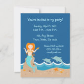 Invitation Sirène et dauphins sous la mer fête d'anniversaire (Dos)