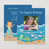 Invitation Sirène et dauphins sous la mer fête d'anniversaire (Devant / Derrière)