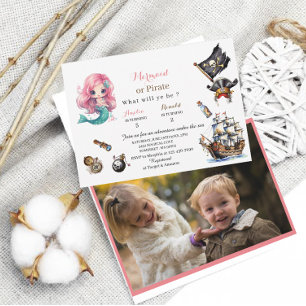 Invitation Sirène et Pirate aquarelle anniversaire paInvitati