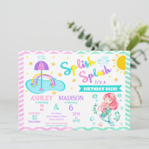 Invitation Sirène et Splash Pad Anniversaire conjoint Parc