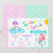 Invitation Sirène et Splash Pad Anniversaire conjoint | Parc (Devant / Derrière)