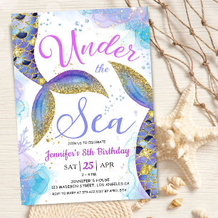 Invitation Sirène fille de 8 ans sous la mer pour son anniver