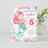 Invitation Sirène Fille sous la mer Océan Eté Anniversaire (Debout devant)