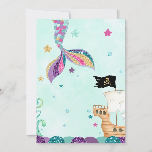 Invitation Sirène, Invitation de Fête Sous l'Océan (Dos)