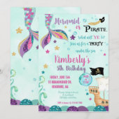 Invitation Sirène, Invitation Fête Sous les Mers (Devant / Derrière)