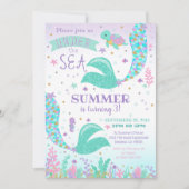 Invitation Sirène, Invitation Fille sous la Mer (Devant)